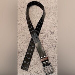 Brown Genuine Leather Adjustable Double Buckle Belt